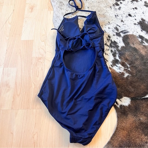 ATHLETA Navy High Neck Keyhole One Piece Scoop Back Swimsuit Size XXS‎ - Picture 4 of 9